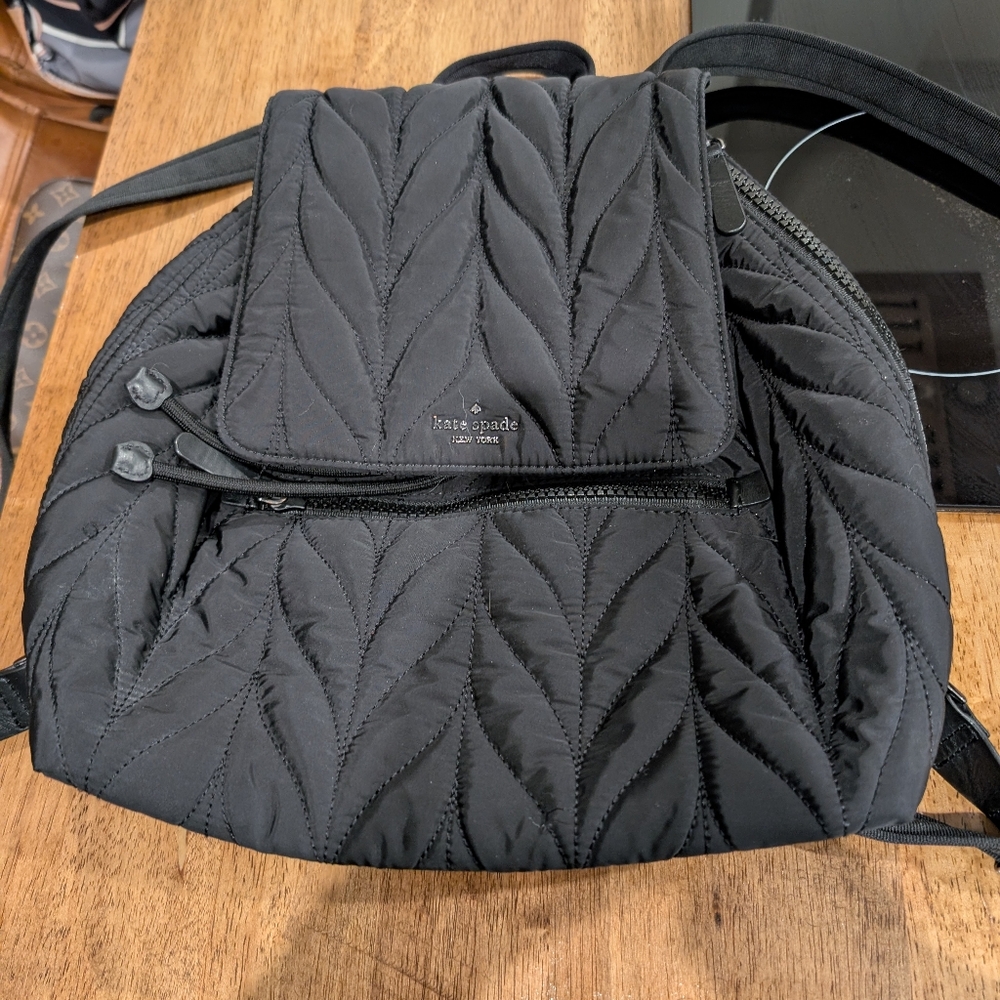Kate Spade Black Quilted Backpack Bag